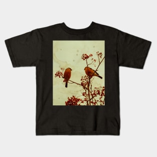 Bullfinches eat rowan berries Kids T-Shirt